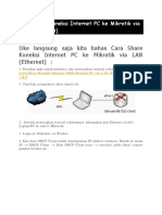 Cara Share Koneksi Internet PC Ke Mikrotik Via LAN