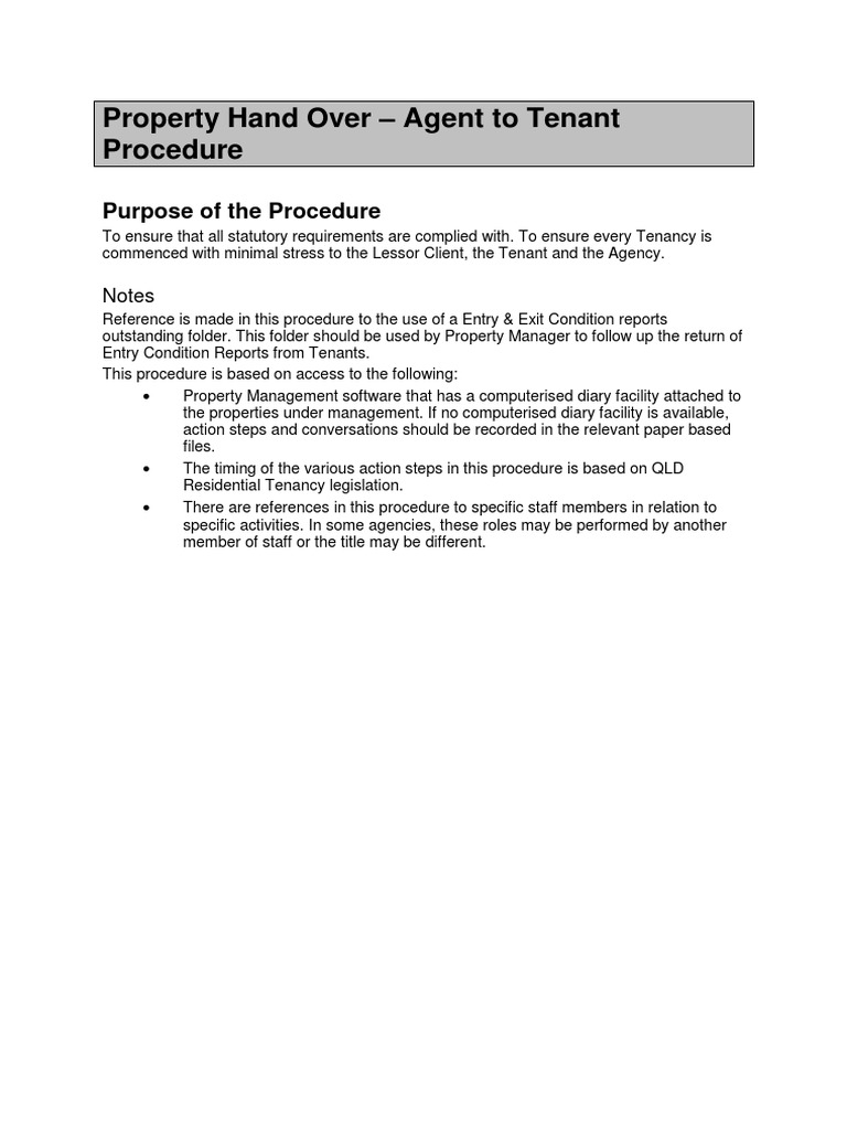 Tenant Handover Procedure Guide | PDF | Lease | Leasehold Estate