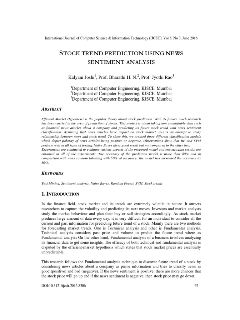 Stock Trend Prediction via News Sentiment | PDF | Statistical ...