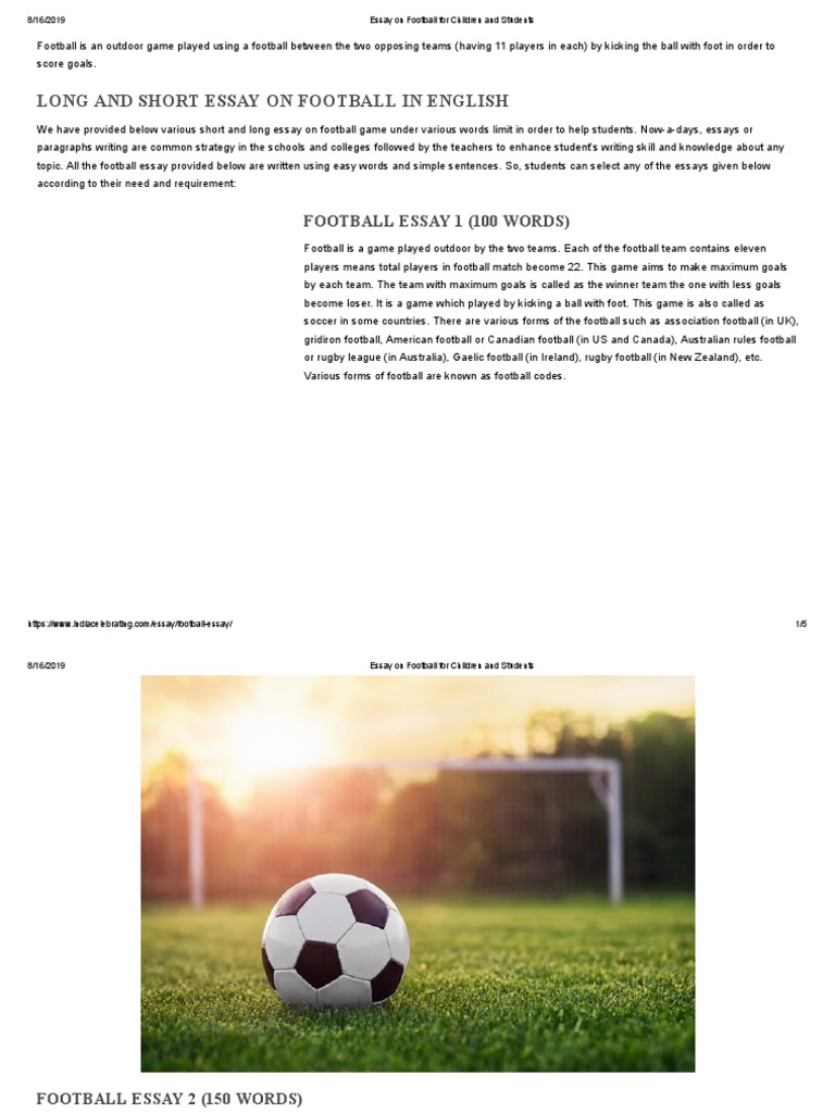 Long and Short Essay On Football in English | PDF | Association ...