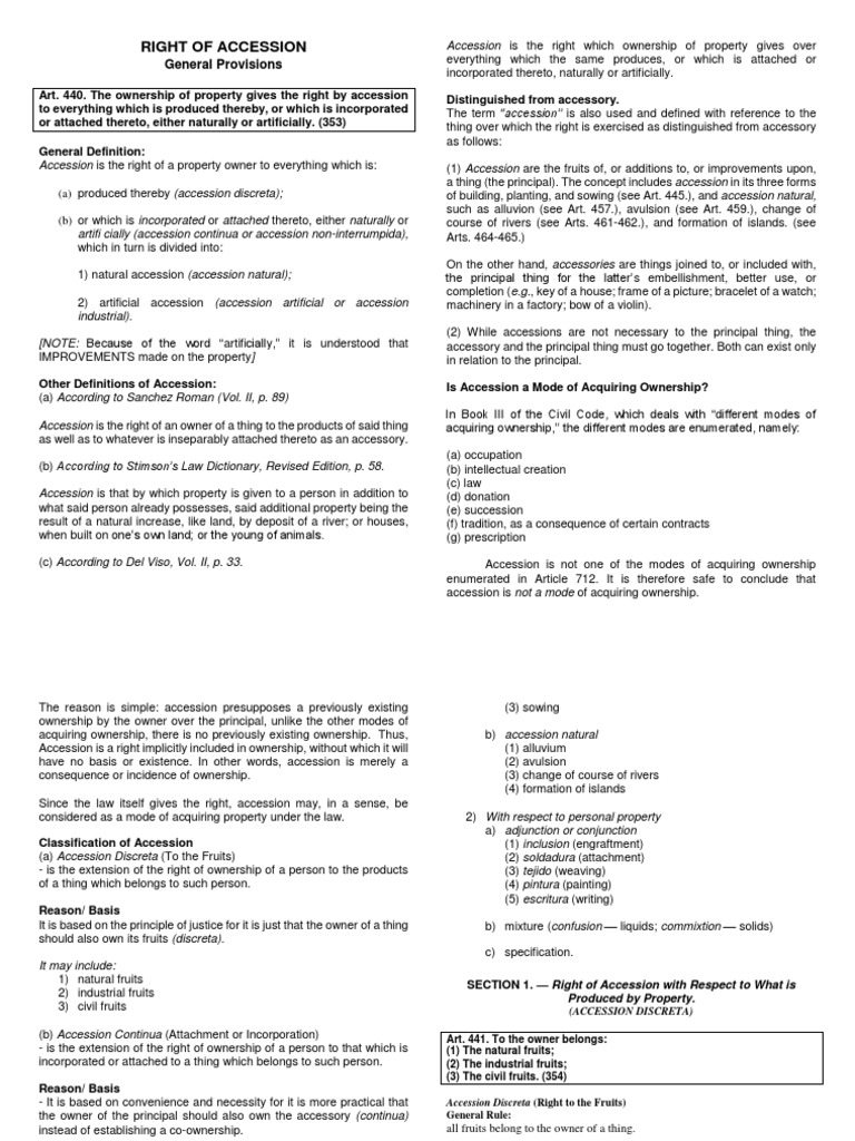 Right of Accession PDF Mortgage Law Ownership