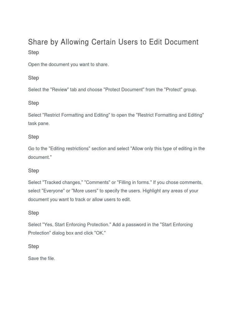 Share Document with Editing Permissions | PDF