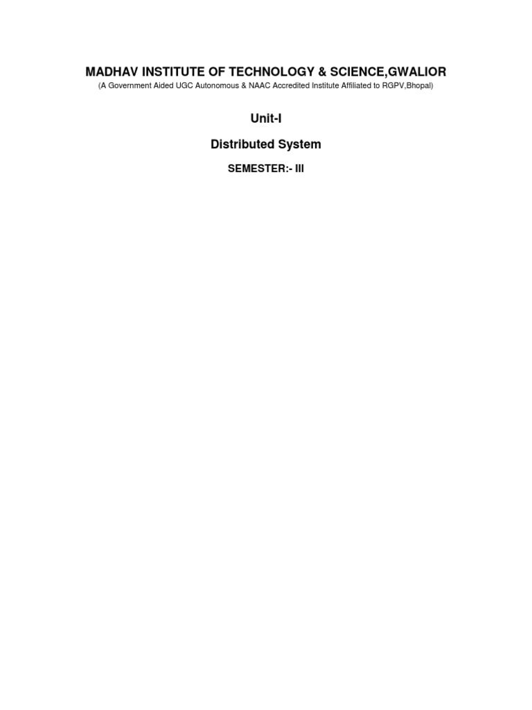 Distributed Systems Course - Semester III | PDF