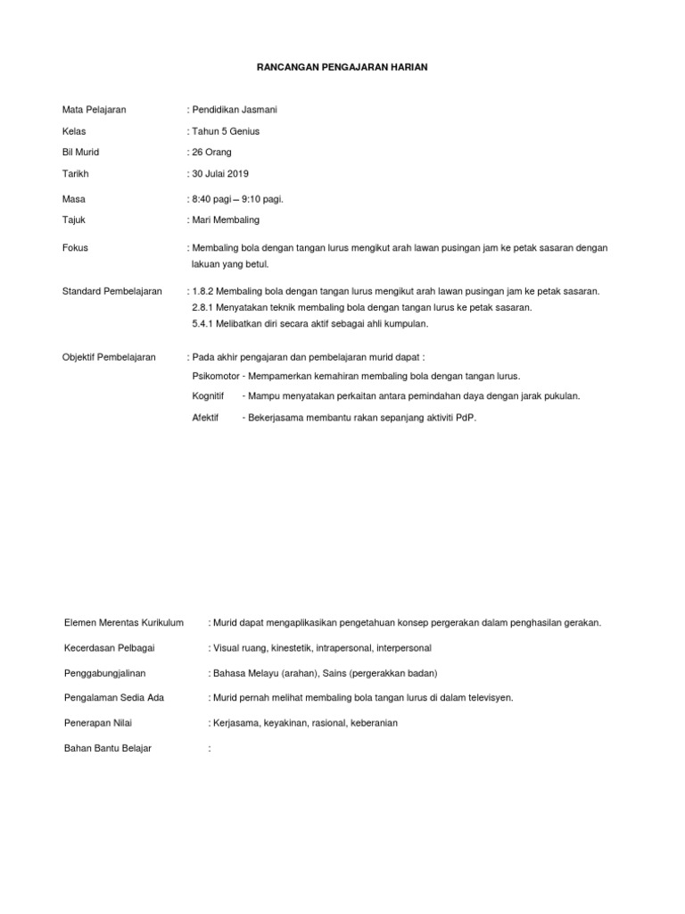 Rph Baling Bola Tangan Lurus Pdf