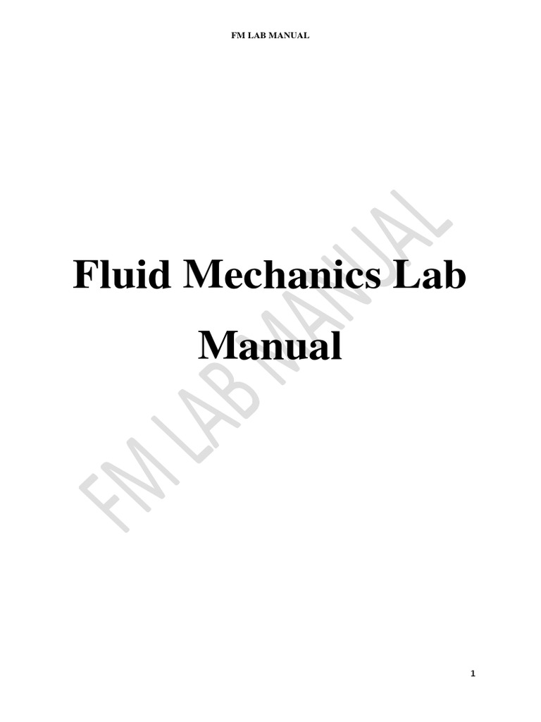 Fluid Mechanics Lab Manual | PDF | Mechanical Engineering | Civil ...