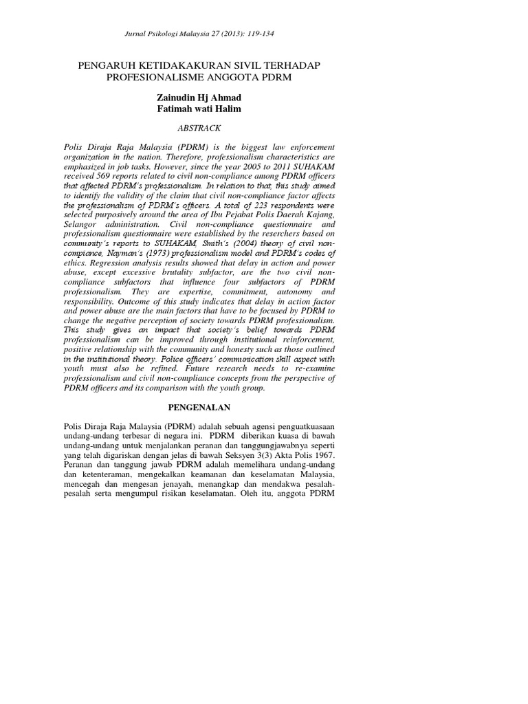 Pengaruh Ketidakakuran Sivil Terhadap Pr Pdf
