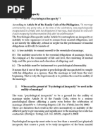 Psychological Incapacity 1. What Is "Psychological Incapacity"?