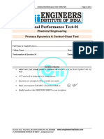 Internal Performance Test-01: Chemical Engineering Process Dynamics & Control-Class Test