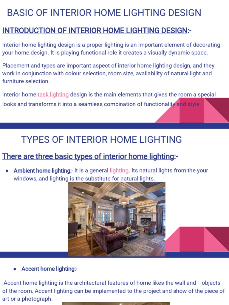 Basic of Interior Home Lighting Design PDF Lighting Interior Design