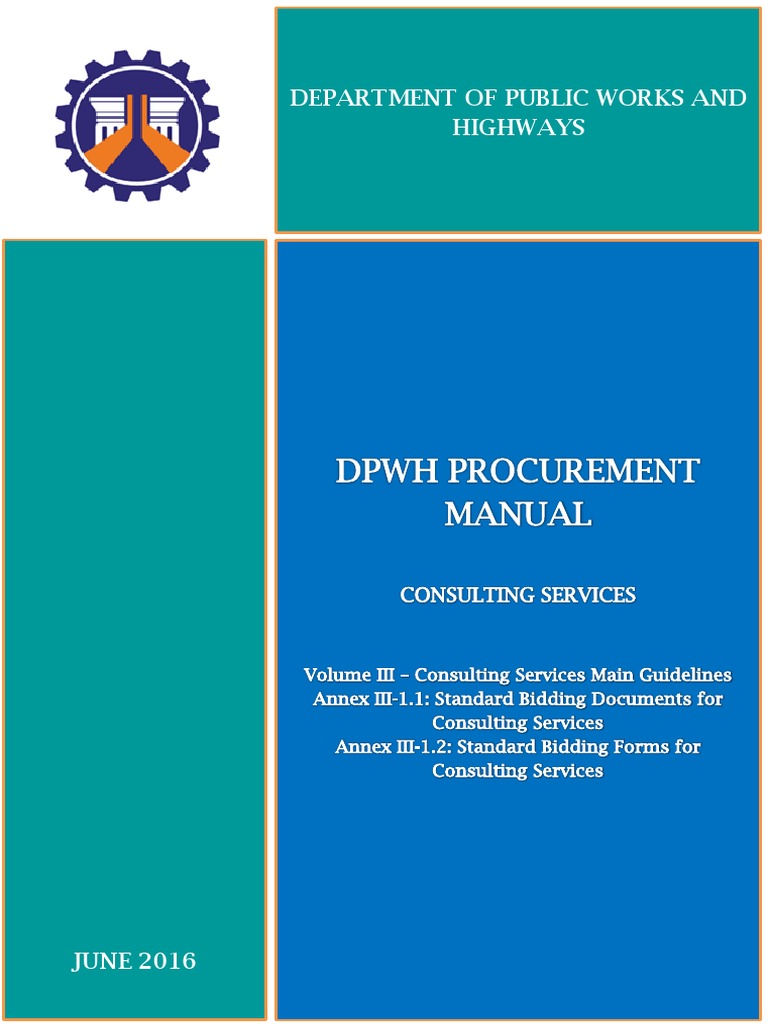 Dpwh Procurement Manual Volume Iii Specification Technical Standard Asian Development Bank
