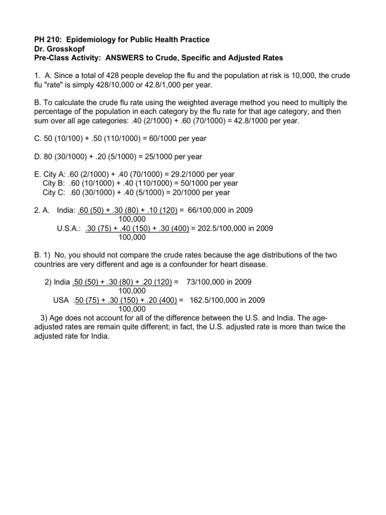 Flu Rate Calculations in Epidemiology | PDF