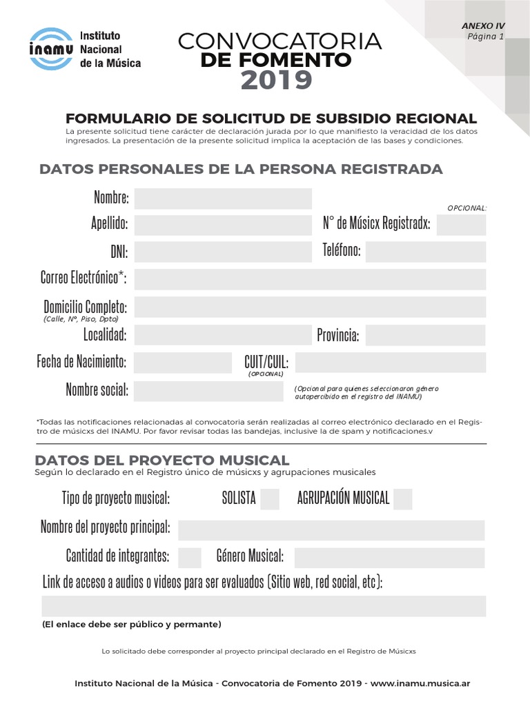 Inamu Formulario | PDF