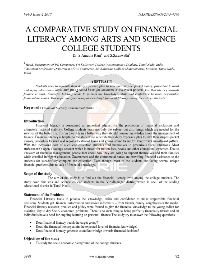 Financial Literacy in College Students | PDF | Literacy | Financial ...