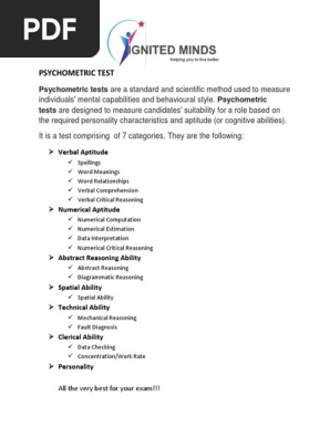 Psychometric Test | PDF | Deer | Psychometrics