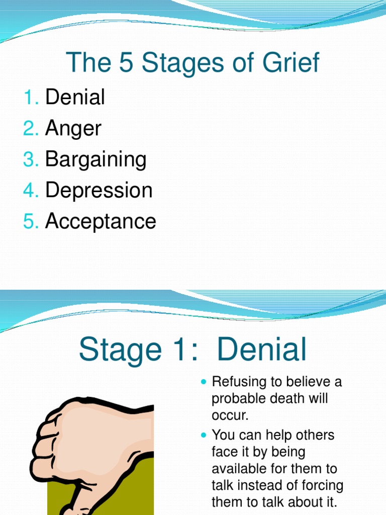 The 5 Stages of Grief: Denial Anger Bargaining Depression Acceptance ...