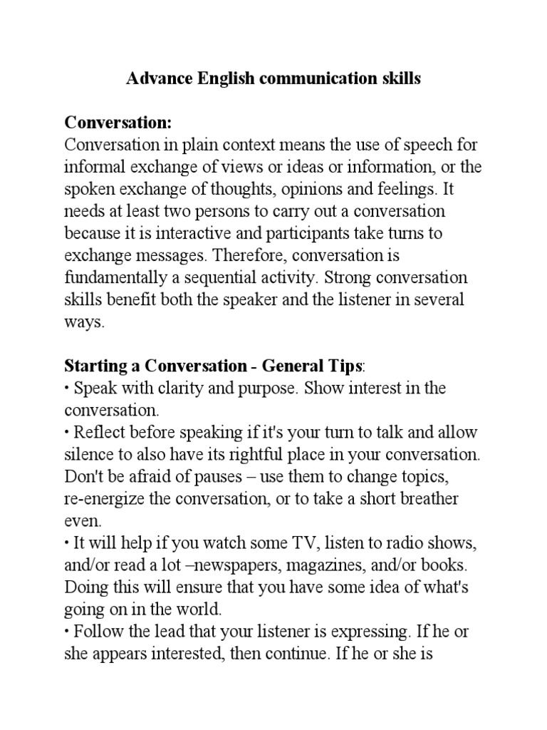 Enhance English Conversation Skills | PDF | Conversation | Reading ...