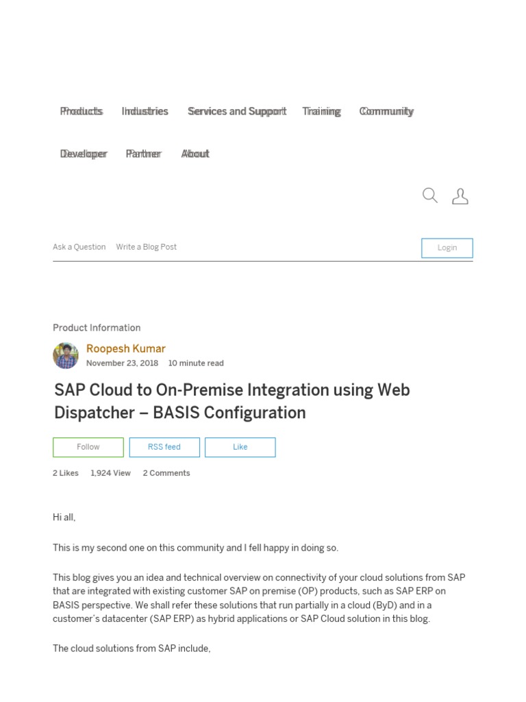 SAP Cloud To On-Premise Integration Using Web Dispatcher - BASIS ...