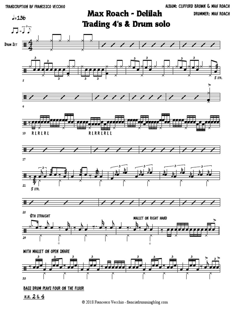 Max Roach - Delilah (Trading 4's & Drum Solo) | PDF | Gaiaphones ...