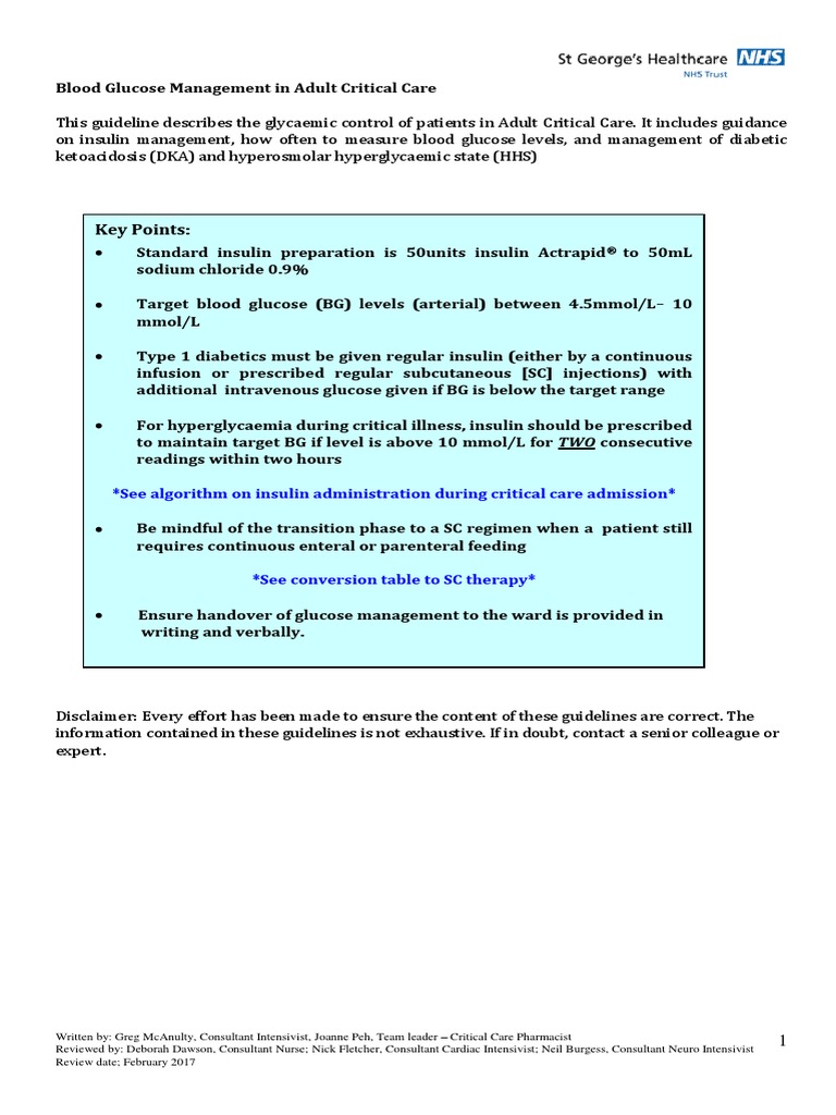 Glycaemic Control Therapy in Critical Carev10-4-1 PDF | PDF | Intensive ...