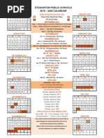 Stoughton 2019-20 School Calendar