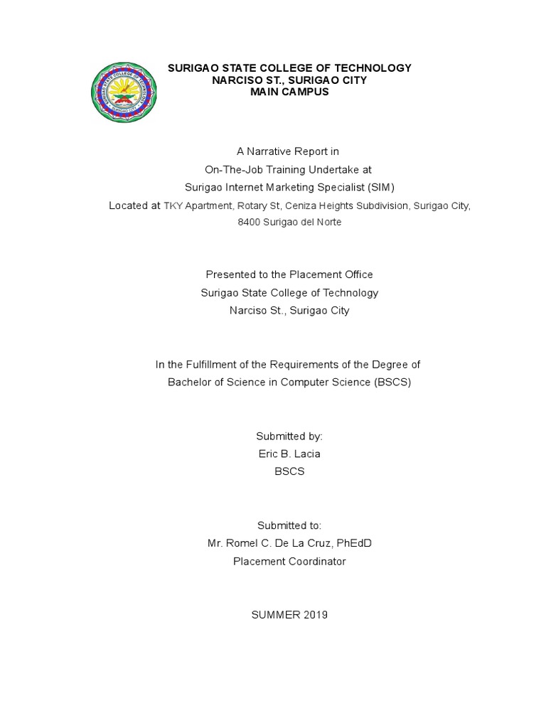 Surigao State College of Technology Narciso ST., Surigao City Main Campus PDF Digital