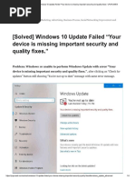 (Solved) Windows 10 Update Failed "Your Device Is Missing Important Security and Quality Fixes."