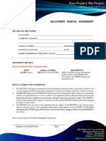 Projector Rental Equipment Agreement Form