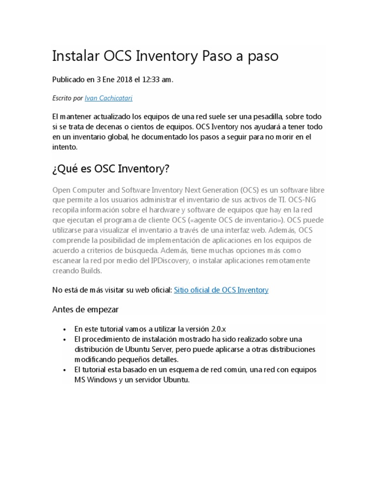 Instalar OCS Inventory Paso A Paso | PDF | Software libre | Software ...