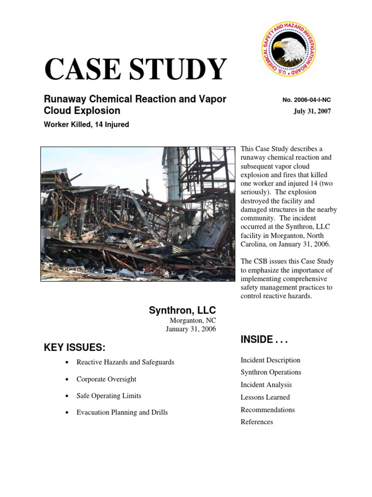 Chemical Explosion Case Study | PDF | Heat Exchanger | Chemical Reactor