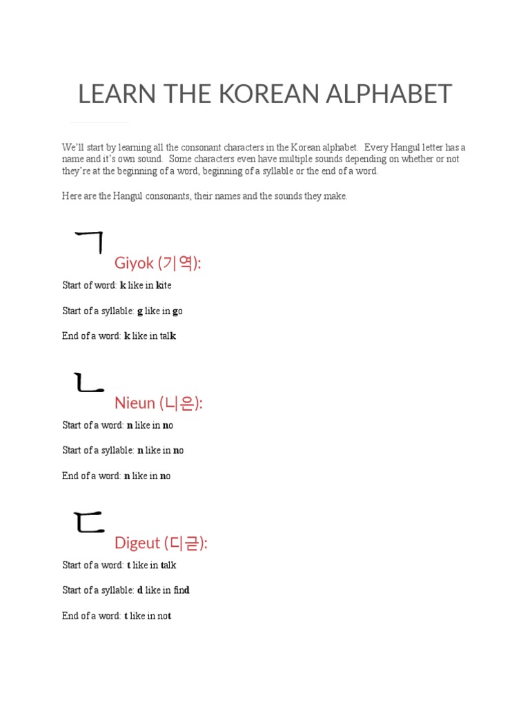 Mastering Hangul: Korean Alphabet Guide | PDF | Consonant | Syllable