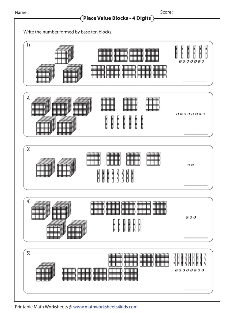 Base Ten Blocks Worksheets PDF | PDF
