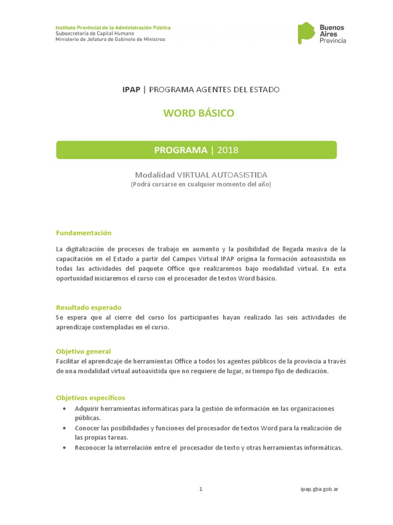 Programa - Word Básico | PDF | Microsoft Word | Archivo de computadora