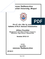 Syllabus of Ph.D. Entrance Examination - Barkatullah University ...