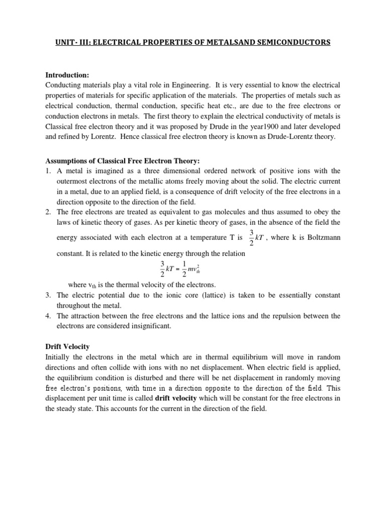 Electrical Properties of Metals | PDF | Doping (Semiconductor ...