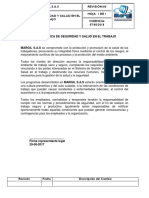 Politica de Seguridad y Salud en El Trabajo