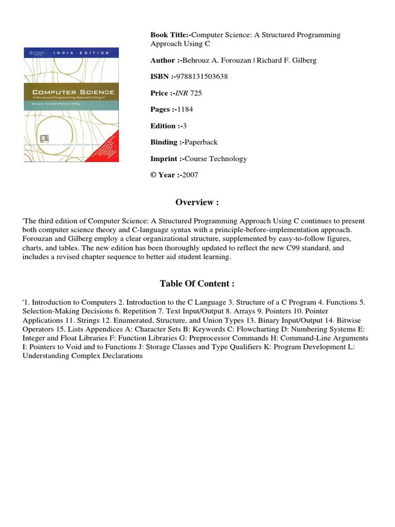 Overview:: Book Title:-Computer Science: A Structured Programming | PDF ...