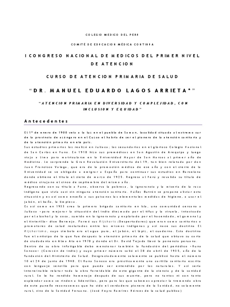 Dr Manuel Eduardo Lagos Arrieta Naturaleza