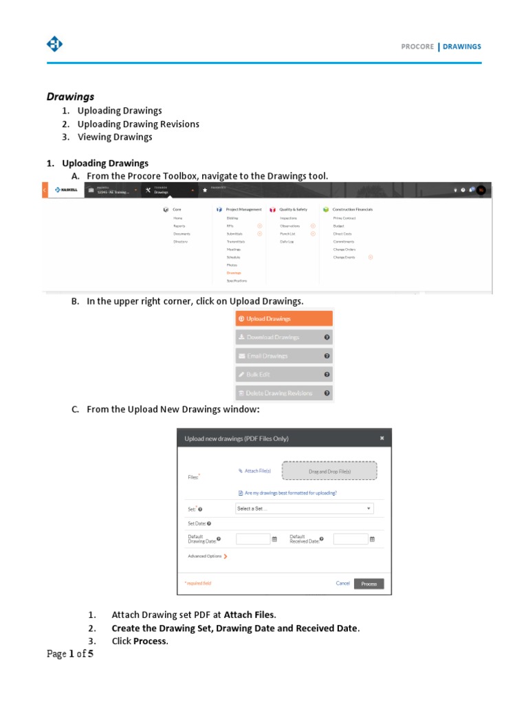 Procore - Uploading and Revising Drawings | PDF | Application Software ...