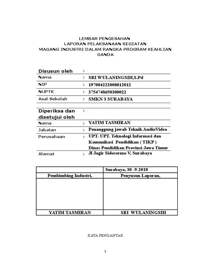 Laporan Magang Industri SMK Keahlian Ganda | PDF