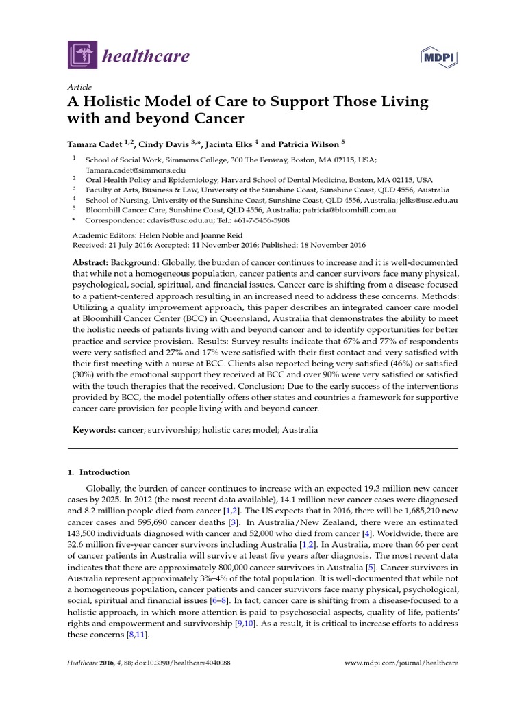 Healthcare: A Holistic Model of Care To Support Those Living With and ...