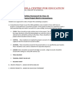 Holiday Homework For Class 12: Commerce Project Work in Accountancy