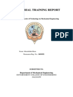 Industrial Training Report: Degree of Bachelor of Technology in Mechanical Engineering