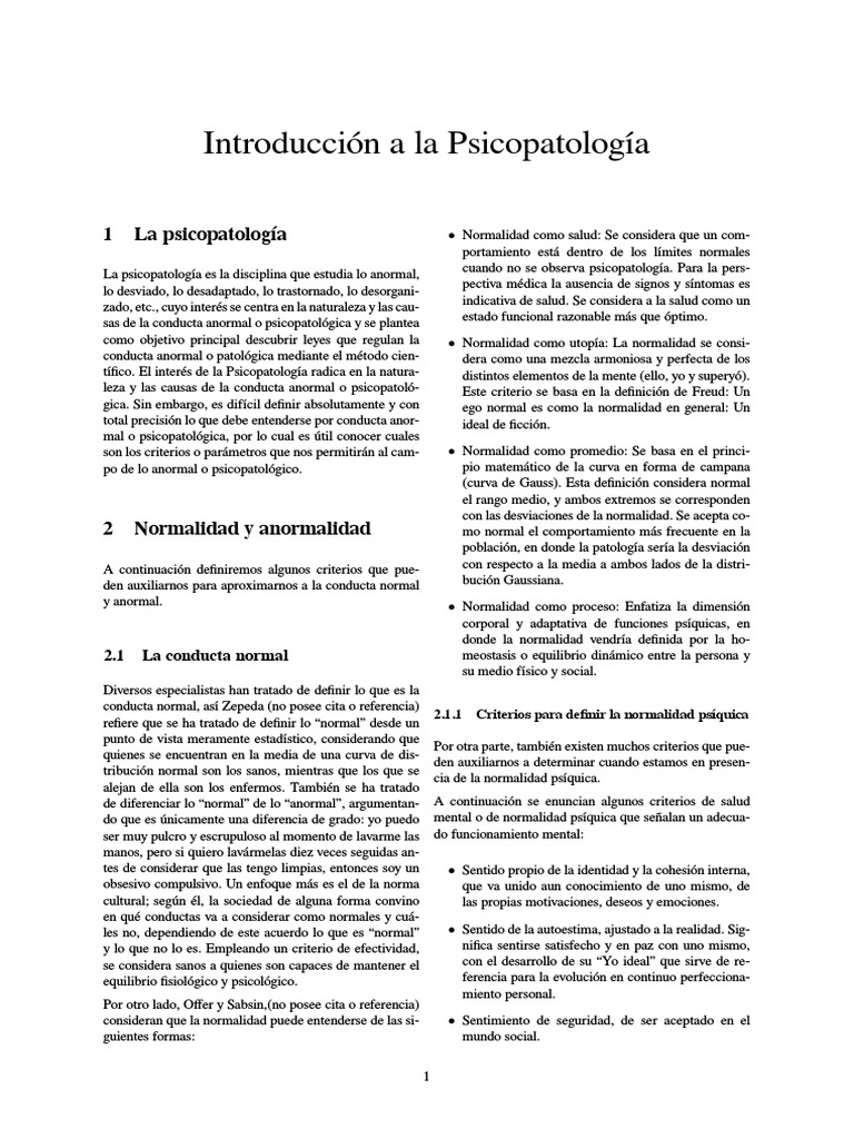 Introducción a la Psicopatología | PDF | Comportamiento | Psicología ...