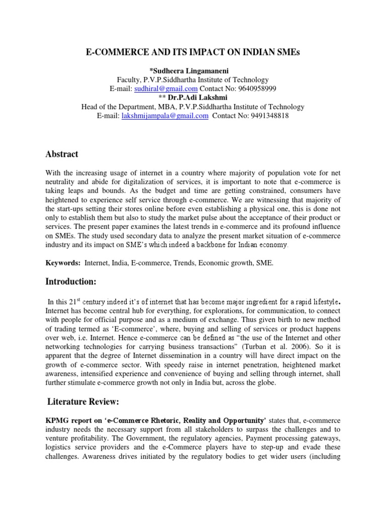E-Commerce and Its Impact On SMEs | PDF | E Commerce | Retail