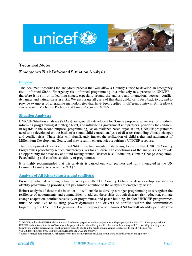 UNICEF | PDF | Disaster Risk Reduction | Peacebuilding