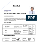 Resume: Post Applied:Traniee Marine Engineer