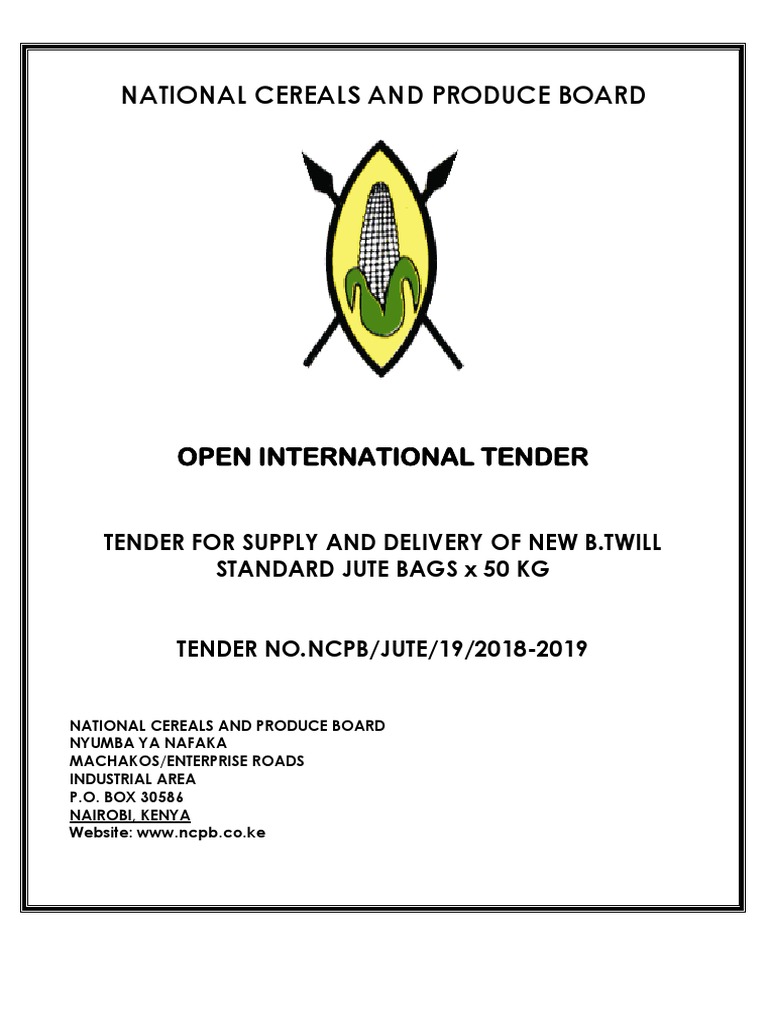 Intl Tender Jute Bags 2019 PDF PDF Business