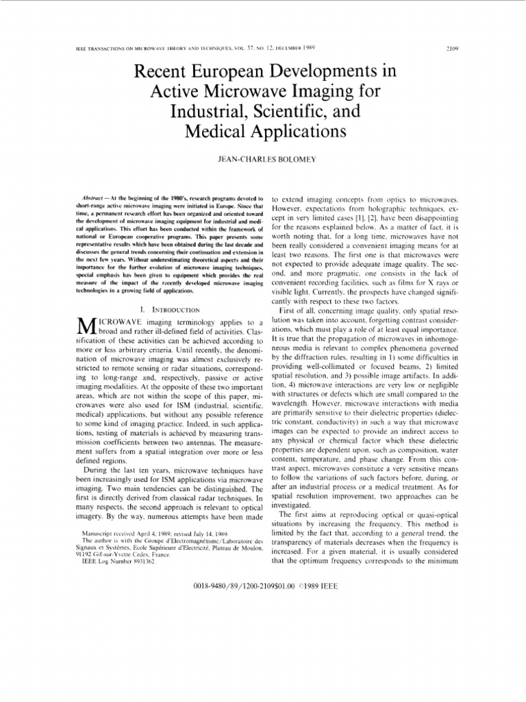 European Advances in Microwave Imaging | PDF | Radar | Microwave