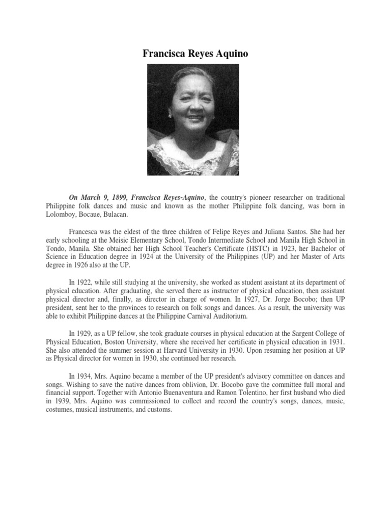 Francisca Reyes Aquino | PDF | Folk Music | Philippines