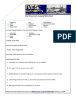 Written Document Analysis Worksheet: Adapted From The Design Developed by The Education Staff,, Washington, DC 20408